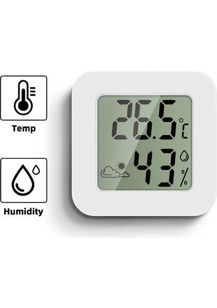 B Kapalı Mini Termometre Higrometre Oturma Odası LCD Dijital Sıcaklık Nem Ölçer Sensörü Hava Istasyonu Ölçer Aracı (Yurt Dışından)