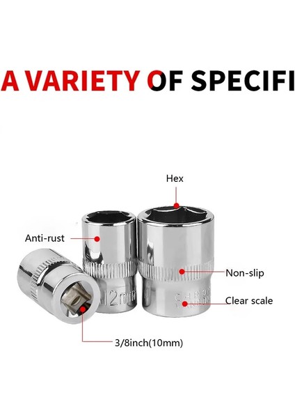 17MM-1 Adet 3/8 "sürücü Altıgen Kısa Lokma Anahtar Kafa Anti-Pas 6 Nokta Lokma Seti Adaptörü Tork Anahtarı Cırcır Somun Anahtarı Somun Sökme (Yurt Dışından)