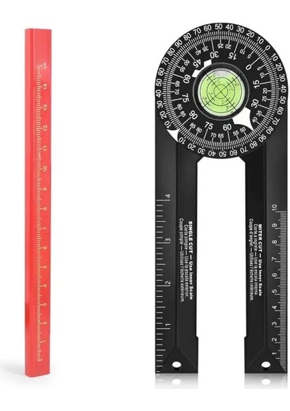 01 Profesyonel Diy Ölçme Aracı Ağaç Işleme Özellikli Hassas Konik Açıölçer Gönye Testere Evrensel Açı Bulucu 360° Açı (Yurt Dışından)