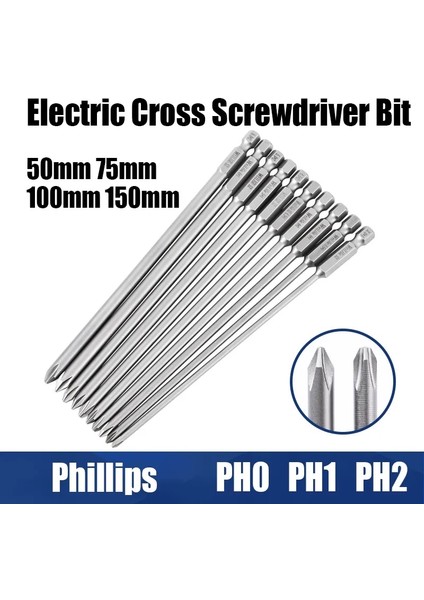 150MMX3.0X120XPH1 50MM 75MM 100MM 150MM Elektrikli Çapraz Tornavida Bit Phillips Manyetik Toplu Kafa Ph0 Ph1 Ph2 Hex Shank Darbeli Tornavida Matkap (Yurt Dışından) fiyatları