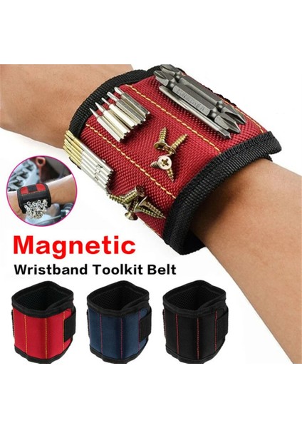 Mavi 5 Mıknatıs Güçlü Manyetik Bileklik Taşınabilir Alet Çantası Vida Çivi Somun Cıvata Matkap Ucu Tamir Kiti Organizatör Depolama (Yurt Dışından)