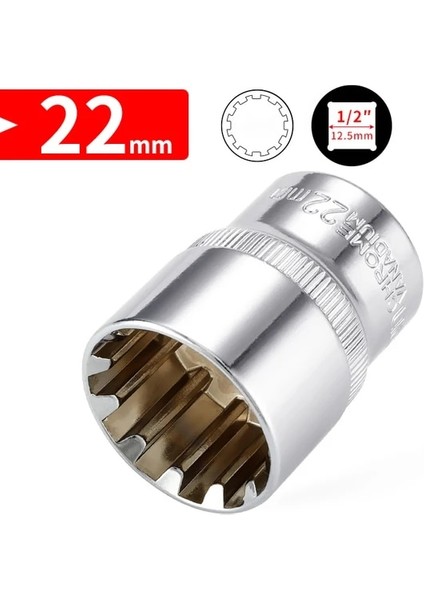 22MM 1/2 "inç 12.5mm Kare Sürücü Soket Bit Cırcır Anahtarı Soket Güç Aracı Torx Yıldız Bit Oto Tamir El Aletleri (Yurt Dışından)