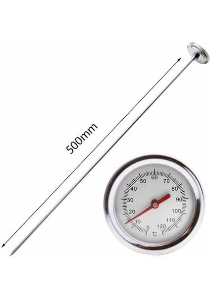 50CM Kompost Toprak Test Cihazı Ölçer Ölçüm Probu Premium Paslanmaz Çelik Kompost Toprak Termometresi Bahçe Arka Bahçe 0-120 Santigrat (Yurt Dışından)