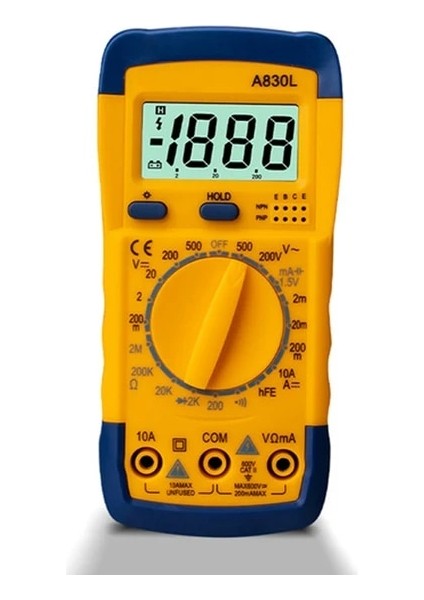 Sarı Mavi Ac/dc 750/1000 V DT-830B Multimetre Analiz Cihazı 10A Amp Volt Test Cihazı LCD Ekran Otomatik Aralığı Dijital Voltmetre (Yurt Dışından)