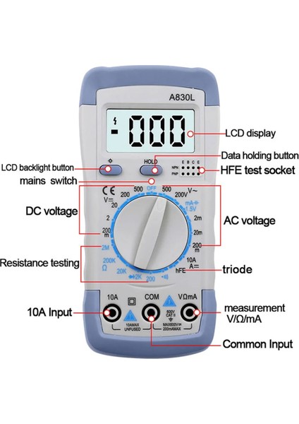 Sarı Mavi Ac/dc 750/1000 V DT-830B Multimetre Analiz Cihazı 10A Amp Volt Test Cihazı LCD Ekran Otomatik Aralığı Dijital Voltmetre (Yurt Dışından) modelleri