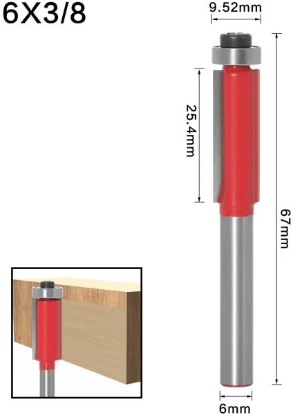 No7 Yeni 6mm 1/4 "shank Gömme Trim Freze Uçları End Mill Ahşap Uzatılmış Kırpma Kesiciler Rulman ile Ağaç Işleme Aleti End Mill (Yurt Dışından)