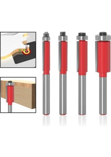 No7 Yeni 6mm 1/4 "shank Gömme Trim Freze Uçları End Mill Ahşap Uzatılmış Kırpma Kesiciler Rulman ile Ağaç Işleme Aleti End Mill (Yurt Dışından)