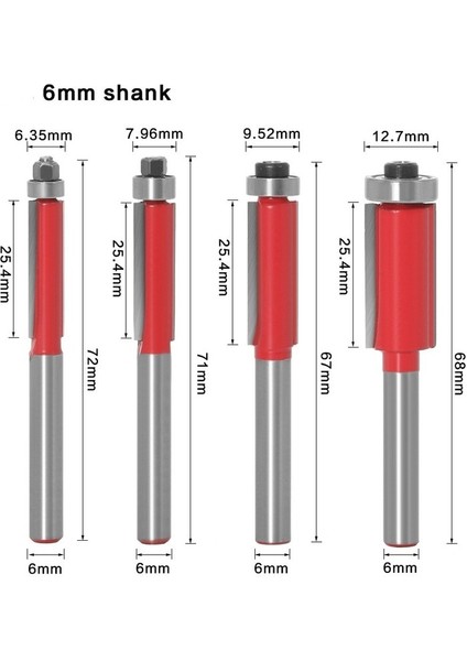 No7 Yeni 6mm 1/4 "shank Gömme Trim Freze Uçları End Mill Ahşap Uzatılmış Kırpma Kesiciler Rulman ile Ağaç Işleme Aleti End Mill (Yurt Dışından)