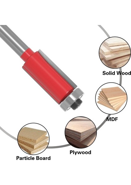 No7 Yeni 6mm 1/4 "shank Gömme Trim Freze Uçları End Mill Ahşap Uzatılmış Kırpma Kesiciler Rulman ile Ağaç Işleme Aleti End Mill (Yurt Dışından)
