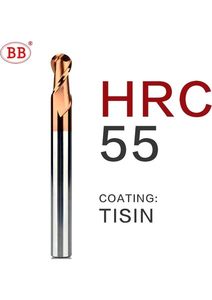 R1.25X4X5X50 BB2055 Bb Bilyalı Uçlu Freze Tungsten Karbür Kesici Cnc Router Bit Freze Aracı R0.5 6mm 8mm 10MM HRC45 55 65 2 Flüt (Yurt Dışından)