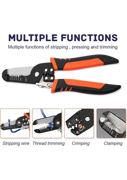 8 Inç 185MM Sıyırma Sıkma Pensesi Tel Striptizci Çok Fonksiyonlu Halka Crimper Elektrikçi Soyma Ağ Kablosu Striptizci Aracı (Yurt Dışından) fiyatları
