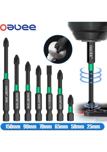 5 Adet Oauee Manyetik Toplu Kafa Darbe Güçlü Çapraz Ph2 Bit Yüksek Sertlik Tornavida Seti 60/70/90MM Anti Kaymaz Su Geçirmez Uç Seti (Yurt Dışından)