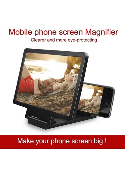 Siyah 3D Cep Telefonu Ekran Büyüteç Amplifikatör Hd Video Büyüteç Izle 3D Filmler Akıllı Telefon Braketi Tutucu (Yurt Dışından) fırsatları