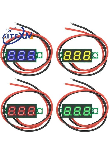 2WIRE Kırmızı 0.36 Inç 2/3 Wire 0.36'' Dc 4.5-30V 3 Haneli Ekran Voltmetre Mini LED Dijital Panel Gerilim Ölçer Enstrüman Kırmızı/mavi/yeşil (Yurt Dışından) modelleri