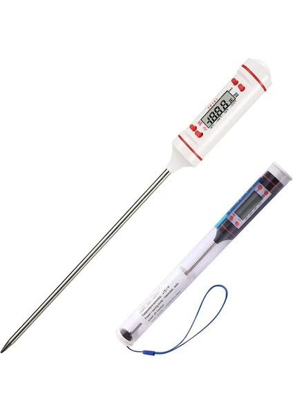 Beyaz Mutfak Yağı Termometre Iğne Gıda Termometresi Anında Okuma Et Sıcaklık Ölçer Test Cihazı Izgara Barbekü Mutfak Için Probu ile (Yurt Dışından)