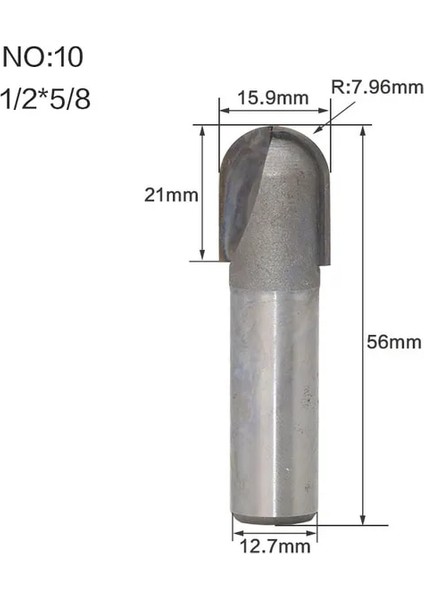 NO10 1 Adet 1/4 "1/2 Shank Cnc Karbür Parmak Freze Aracı Uzun Bıçak Yuvarlak Burun Ucu Çekirdek Kutu Yönlendirici Bit - Uzun Erişim (Yurt Dışından)