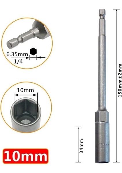 10MM 1 Adet Uzunluk 150MM Altıgen Somun Sürücü Matkap Ucu Adaptörü Soket Anahtarı Uzatma Kol Adaptörü Elektrikli Tornavida Kolu (Yurt Dışından)