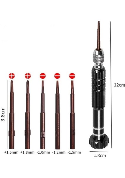 Siyah Beş-Bir-Arada Tornavida Cep Telefonu Gözlük Dizüstü Sökme Onarım Aracı Çok Fonksiyonlu Tornavida Kombinasyonu Seti (Yurt Dışından)