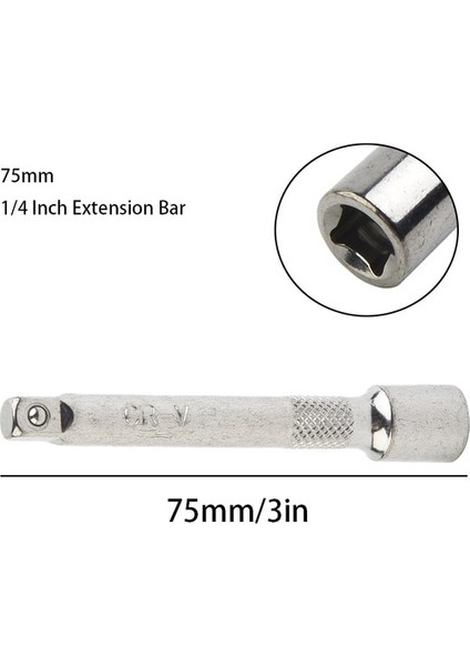 75MM 1/4 Inç Uzatma Çubuğu Cırcır Soket Anahtarı Adaptörü 50 75 100 mm Krom Çelik Tahrik Cırcır Soket Anahtarı Elektrikli Matkap Adaptörü (Yurt Dışından)
