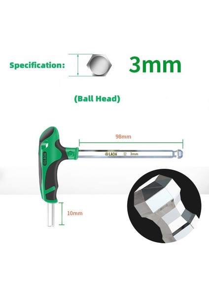3mm T Tipi S2 Alaşımlı Çelik 2-10MM Emek Tasarrufu Sağlayan Altıgen Anahtar Tek Iç Altıgen Altıgen Tornavida Donanım Araçları (Yurt Dışından)
