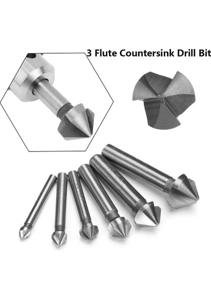 16.5mm 3 Flüt Sert Metal Havşa Matkap Ucu Yuvarlak Saplı 90 Derece Hss Ahşap Çelik Pah Kesici Alet 6.3/8.3/10.4/12.4/16.5/20.5mm (Yurt Dışından)