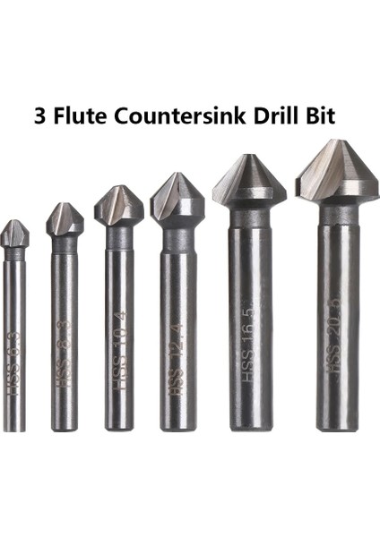 16.5mm 3 Flüt Sert Metal Havşa Matkap Ucu Yuvarlak Saplı 90 Derece Hss Ahşap Çelik Pah Kesici Alet 6.3/8.3/10.4/12.4/16.5/20.5mm (Yurt Dışından) fiyatları