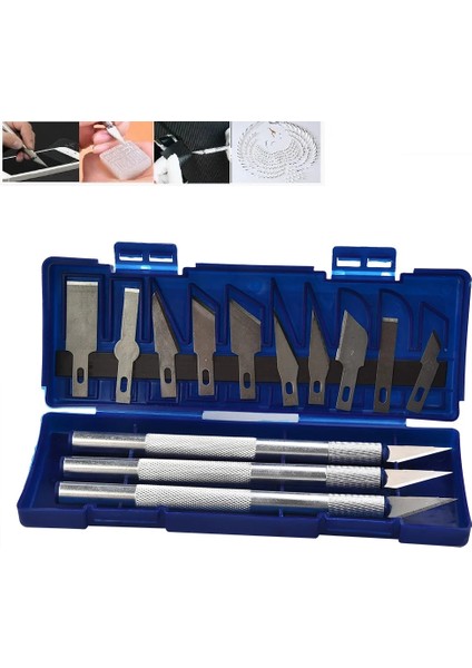 13X Hassas Kesici Seti Exacto El Oyma Aracı Sanat Zanaat Hobi Seti Kaymaz Metal Bıçak Engravi (Yurt Dışından)