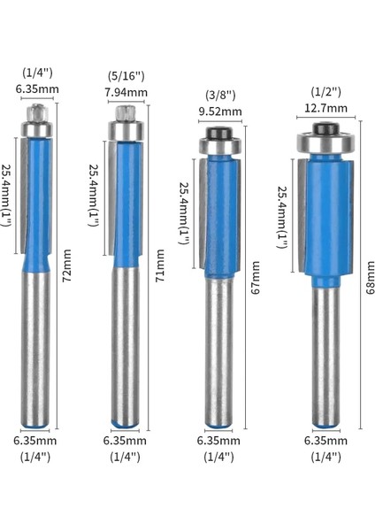 6.35X9.52X25.4 Yusun Gömme Trim Bit Yönlendirici Bit Ağaç Işleme Freze Kesicisi Ahşap Bit Yüz Sh Trimill Araçları Karbür Kesici End Mill (Yurt Dışından) indirimleri
