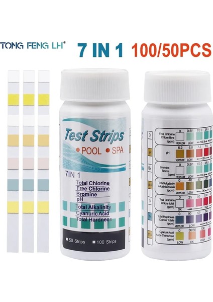 100 Adet 7 In 1 Test Şeritleri Akvaryum/balık Tankı/yüzme Havuzu/spa Su Kalitesi 50 ADET100 Adet Klor/ph/brom Ölçü Kağıdı (Yurt Dışından) fiyatları