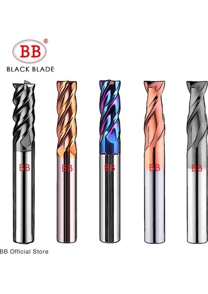 4X4X10X50 4F-BB2055 Bb Cnc Karbür Düz Uçlu Değirmen Tungsten Kesici 2 4 Flüt Metal Çelik Işleme Aracı Anahtar Yüzü Kare Yönlendirici Bit 6 8 12 Shank HRC55 (Yurt Dışından)