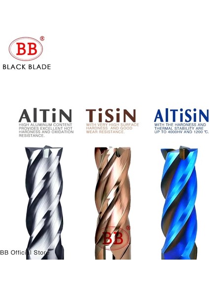 4X4X10X50 4F-BB2055 Bb Cnc Karbür Düz Uçlu Değirmen Tungsten Kesici 2 4 Flüt Metal Çelik Işleme Aracı Anahtar Yüzü Kare Yönlendirici Bit 6 8 12 Shank HRC55 (Yurt Dışından)