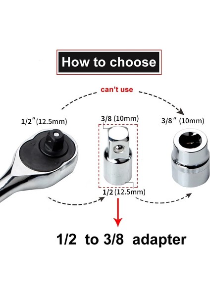 3-8 Ila 1-4 Cr-V Soket Cırcır Anahtarı Adaptörü 1/4 "3/8" 1/2 "sürücü Soket Dönüştürücü Anahtarı-Kollu Ortak Dönüştürücü Araba Bisiklet Tamir Aracı (Yurt Dışından)