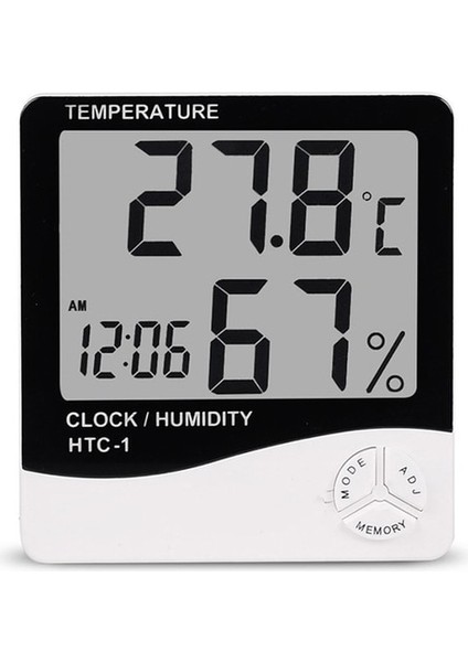 Htc-1 LCD Elektronik Dijital Sıcaklık Nem Ölçer Termometre Higrometre Iç Mekan Dış Mekan Hava Istasyonu Saat Htc-1 Htc-2 (Yurt Dışından)