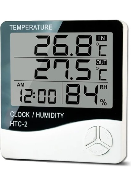 Htc-1 LCD Elektronik Dijital Sıcaklık Nem Ölçer Termometre Higrometre Iç Mekan Dış Mekan Hava Istasyonu Saat Htc-1 Htc-2 (Yurt Dışından)