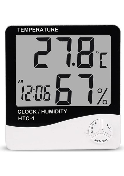 Htc-1 LCD Elektronik Dijital Sıcaklık Nem Ölçer Termometre Higrometre Iç Mekan Dış Mekan Hava Istasyonu Saat Htc-1 Htc-2 (Yurt Dışından)