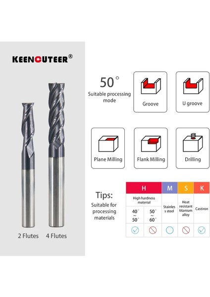 D3XD3X100L,1 Adet 3FX50 Freze Kesici Karbür Uç Alaşım Kaplama HRC50/60/65 Tungsten Çelik Alet Cnc Makineleri Torna Için Araçlar 2/3/4 Flüt Karbür Değirmen (Yurt Dışından)