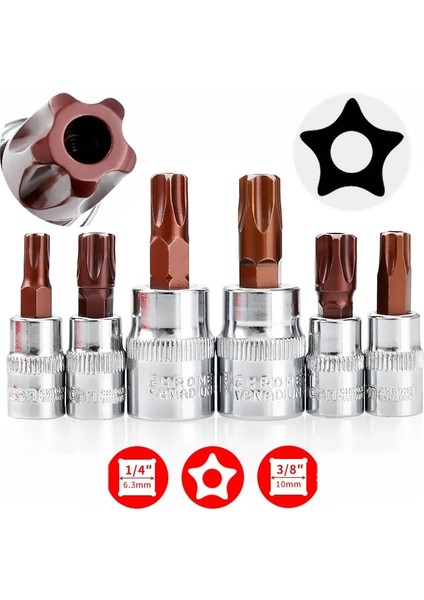 T30 10MM Arayüz 1 Adet Torx T10-T50 Yıldız Pentalobe Tornavida Bit Lokma Seti 1/4 Inç Sürücü Soket Araba El Aletleri Tamir Kiti Cr-V Çelik Uçları (Yurt Dışından)