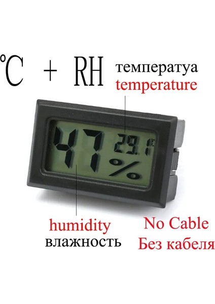 Telsiz Siyah Mini Dijital Nem Ölçer Termometre Higrometre Sensör Ölçer LCD Sıcaklık Buzdolabı Akvaryum Izleme Ekranı Kapalı (Yurt Dışından)