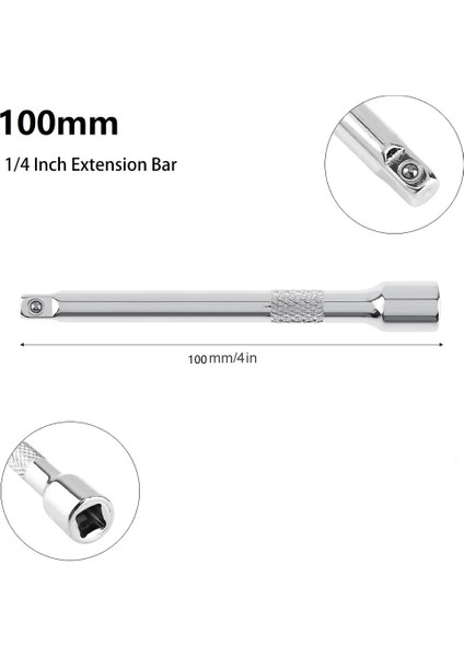 3 Adet 50/75/100MM Krom Çelik Uzatma Çubuğu Cırcır Lokma Anahtar Adaptörü 1/4 Inç Kollu Elektrikli El Aletleri Aksesuarları (Yurt Dışından) modelleri