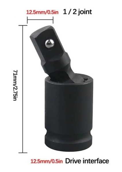 71MM 1 Adet 1/2 ''evrensel Bağlantı Soketi 70*12.5mm Pnömatik Döner Bağlantı Hava Etkisi Wobble Soket Adaptörü El Aleti Anahtarı Aksesuarları (Yurt Dışından)