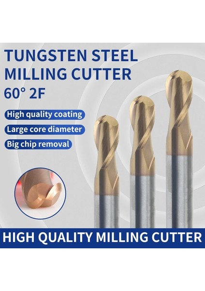 2f R1XD4X50L 1 Adet 1 Adet HRC60 2 Flüt R0.5mm R2MM R3MM R4MM R5MM R6MM Bilyalı Uçlu Frezeler Spiral Kaplamalı Karbür Freze Kesici Cnc Aracı (Yurt Dışından) fiyatları