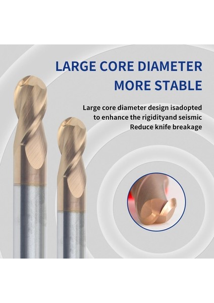 2f R1XD4X50L 1 Adet 1 Adet HRC60 2 Flüt R0.5mm R2MM R3MM R4MM R5MM R6MM Bilyalı Uçlu Frezeler Spiral Kaplamalı Karbür Freze Kesici Cnc Aracı (Yurt Dışından) fırsatları