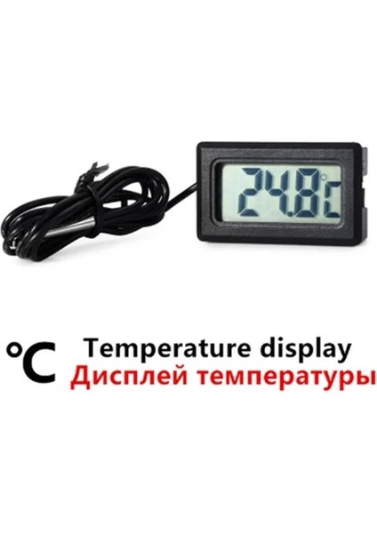 Tel Siyah T Termometre Higrometre Sensörü Ölçer Ölçer Mini Kapalı Araba Taşınabilir Dijital LCD Izleme Ekranı Nem Sıcaklık Dedektörü (Yurt Dışından)