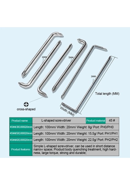 3mm Ph0 Ph0 L Tipi Tornavida Phillips L Şekilli Anahtarı Matkap Uçları Çift Kafa Tornavida Ucu Dirsek Viraj Kısa Kol Tornavida Ph0 Ph1 Ph2 (Yurt Dışından) modelleri