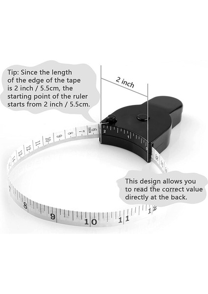 Beyaz Inç ve cm Vücut Ölçüm Bandı Santimetre Mezura Dikiş Metrik Bant Cetvel Otomatik Teleskopik Ölçüm Filmi Vücut Ölçer Aracı Için (Yurt Dışından) indirimleri
