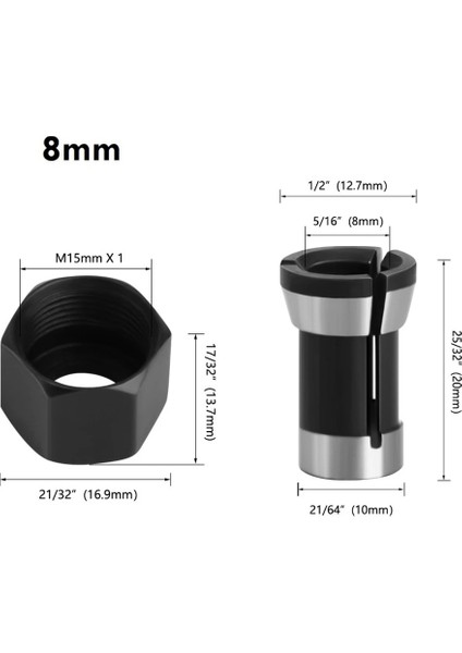 6.35MM M15 Vida Somunu Elektrikli Freze Makinesi Freze Kesicisi 6/6.35/8mm Collet Chuck Ahşap Kırpma Makinesi Ağaç Işleme Aleti Aksesuarları (Yurt Dışından) fiyatları