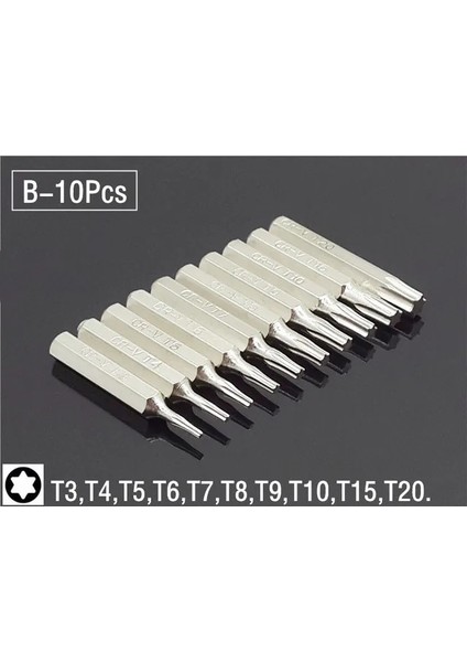 B 10 Adet Torx Deliksiz 4mm Adaptör Oluklu Phillips Hassas Uç Seti Tornavida Tamir Mobil Bilgisayar Bit Adaptörü Manuel/elektrikli Tornavida (Yurt Dışından)