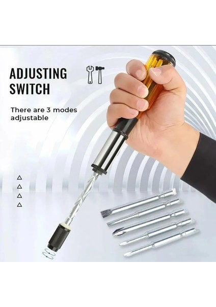 8.5 cm Çok Fonksiyonlu Itme Çekme Cırcır Tornavida Seti 6 In 1 Pres Tipi Yarı Otomatik Döner Spiral Tornavida Ucu Parafusadeir (Yurt Dışından)