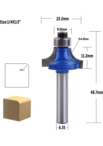 6.35MMX12.7MMXZ9.52 Chwjw 1/4 "köşe Yuvarlak Yönlendirici Bit Üzerinde Rulman Freze Kesicisi Ahşap Ağaç Işleme Aleti Tungsten Karbür (Yurt Dışından) fırsatları
