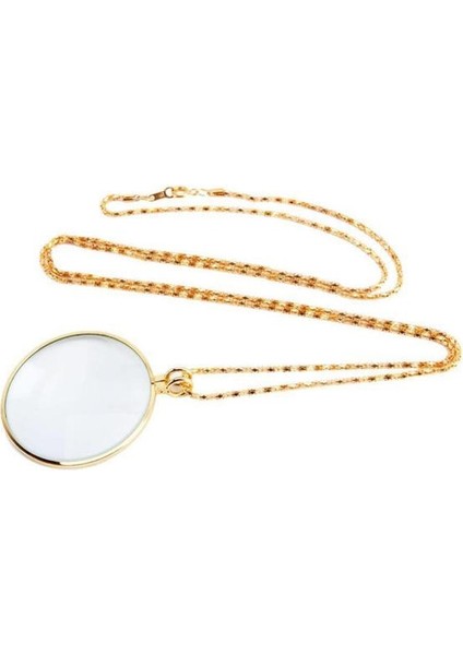 Altın Yenı Dekoratif Tek Gözlük Kolye 5x Büyüteç Büyüteç Kolye Altın Gümüş Kaplama Zincir Kolye Kadınlar Takı Için (Yurt Dışından)